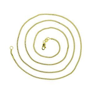 31" Box Link Chain Necklace 14K Yellow Gold Italy